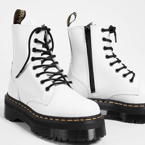 Dr. Marten Jadon White High Top Lace Up Combat Boots Leather - Picture 2 of 10